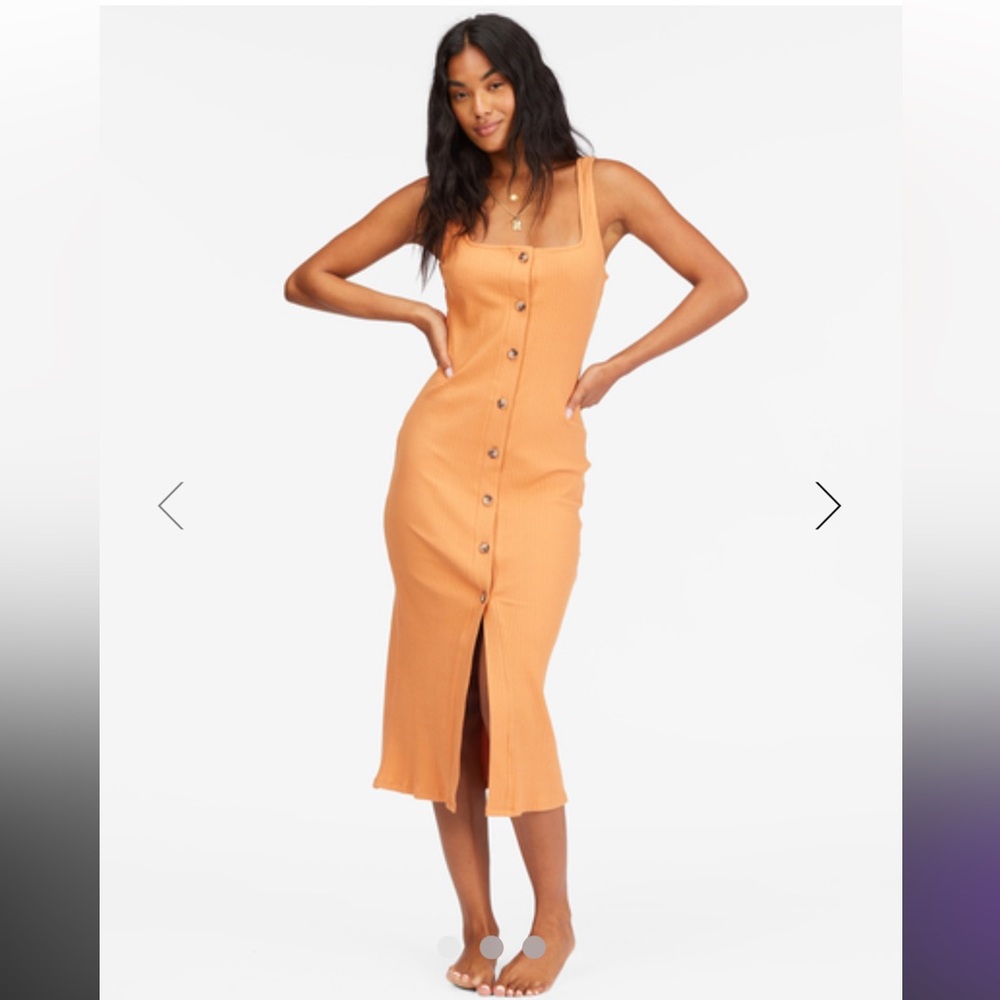 ⚡️NWT⚡️Billabong Henley Nissi dress in clove button sz Large summer midi ribbed